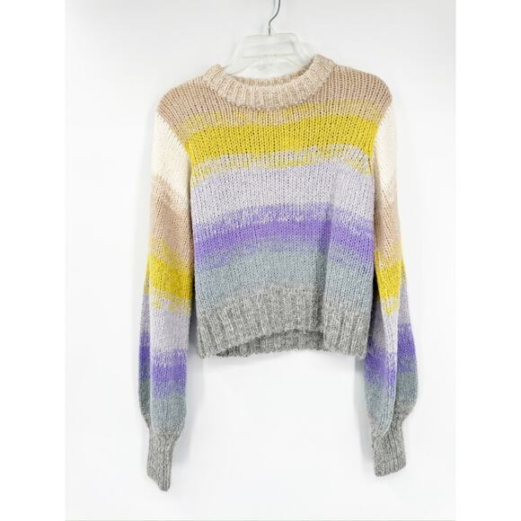 Eleven Six Joy Alpaca Blend Ombre Stripe Crewneck Long Sleeve Sweater Size Small - Picture 3 of 6